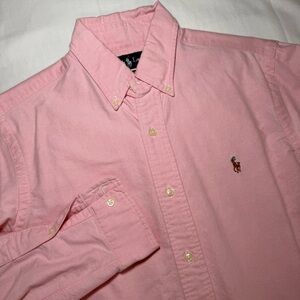 Polo Ralph Lauren Mens Small Pink 100% Cotton Oxford Button Down Shirt Preppy